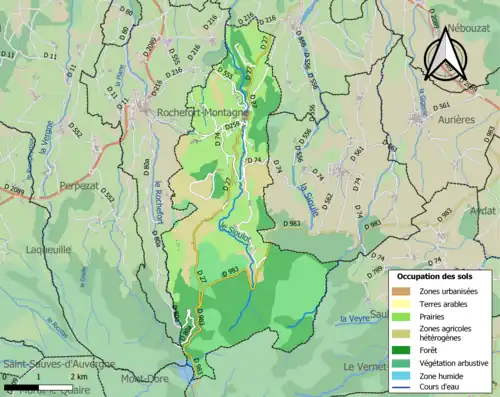 Carte en couleurs présentant l'occupation des sols.