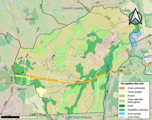 Carte en couleurs présentant l'occupation des sols.