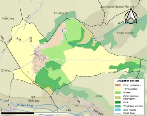 Carte en couleurs présentant l'occupation des sols.