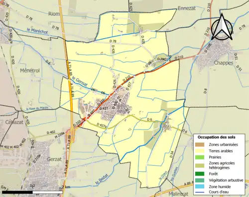 Carte en couleurs présentant l'occupation des sols.
