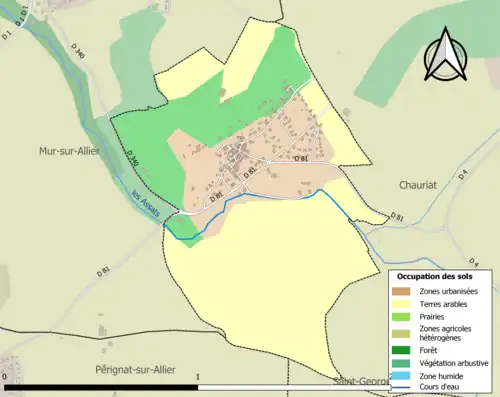 Carte en couleurs présentant l'occupation des sols.