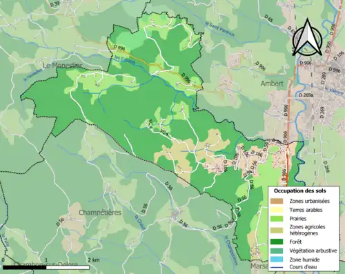 Carte en couleurs présentant l'occupation des sols.