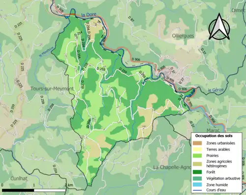 Carte en couleurs présentant l'occupation des sols.