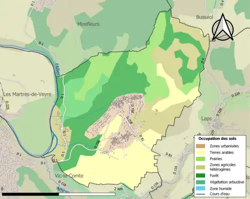 Carte en couleurs présentant l'occupation des sols.