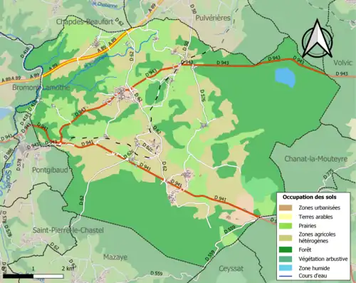 Carte en couleurs présentant l'occupation des sols.