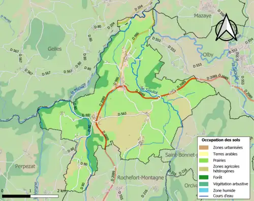 Carte en couleurs présentant l'occupation des sols.
