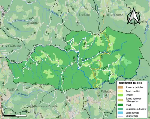 Carte en couleurs présentant l'occupation des sols.