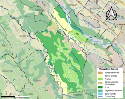 Carte en couleurs présentant l'occupation des sols.