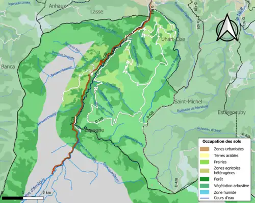 Carte en couleurs présentant l'occupation des sols.