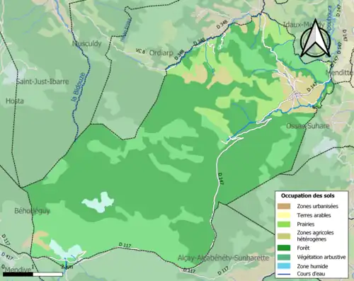 Carte en couleurs présentant l'occupation des sols.