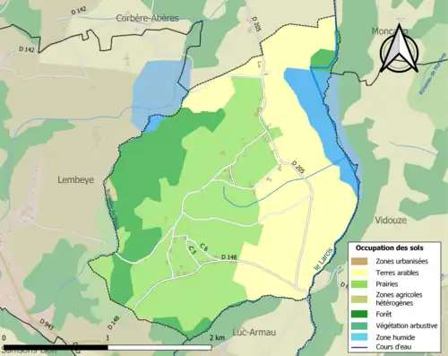 Carte en couleurs présentant l'occupation des sols.