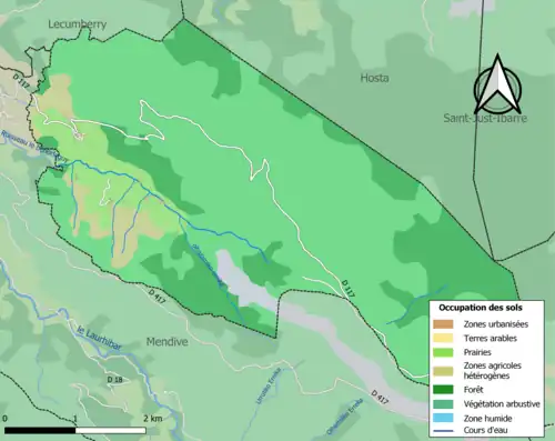 Carte en couleurs présentant l'occupation des sols.