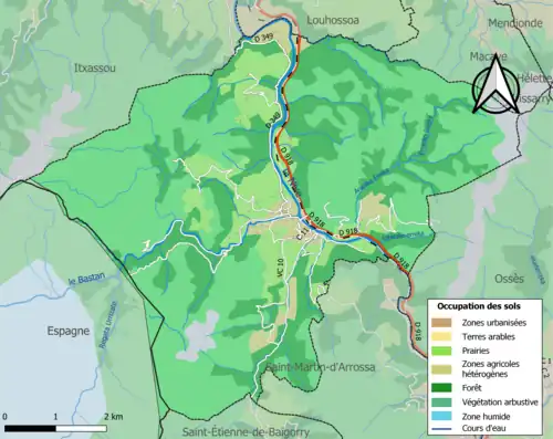 Carte en couleurs présentant l'occupation des sols.