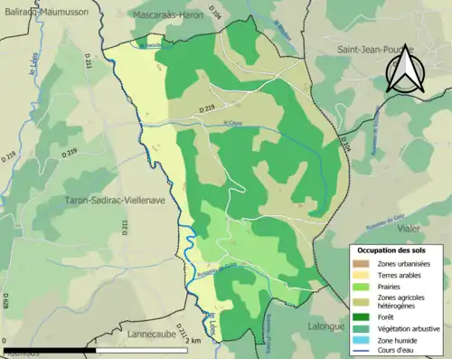 Carte en couleurs présentant l'occupation des sols.
