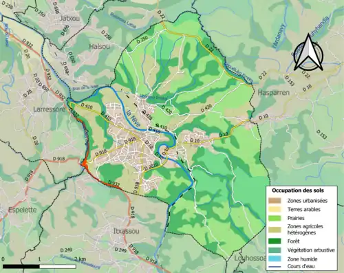 Carte en couleurs présentant l'occupation des sols.