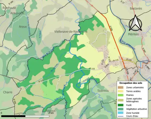 Carte en couleurs présentant l'occupation des sols.