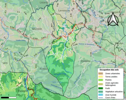 Carte en couleurs présentant l'occupation des sols.