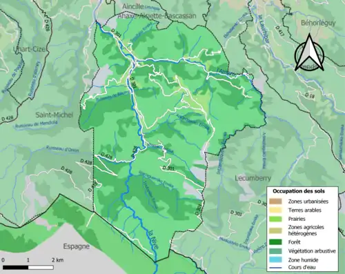 Carte en couleurs présentant l'occupation des sols.