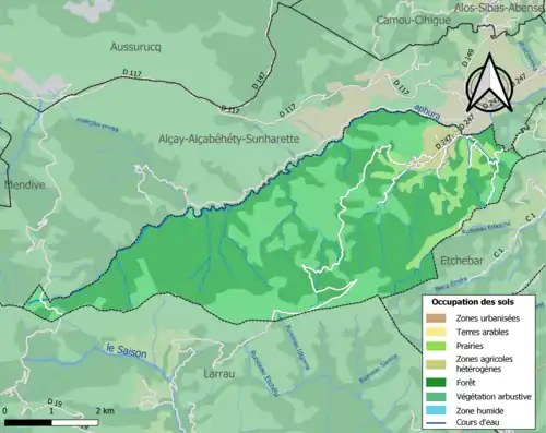Carte en couleurs présentant l'occupation des sols.
