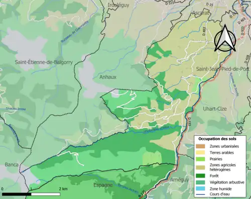 Carte en couleurs présentant l'occupation des sols.