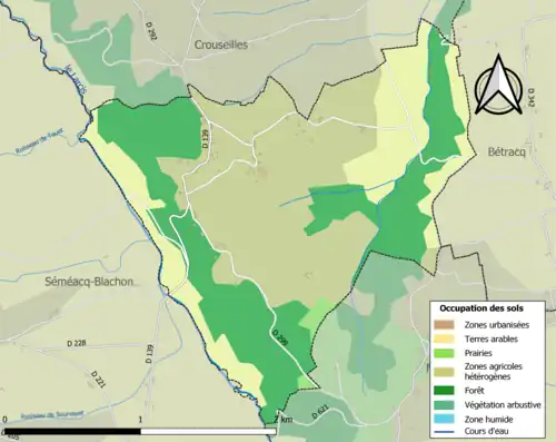 Carte en couleurs présentant l'occupation des sols.