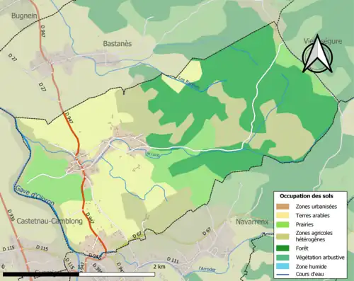 Carte en couleurs présentant l'occupation des sols.