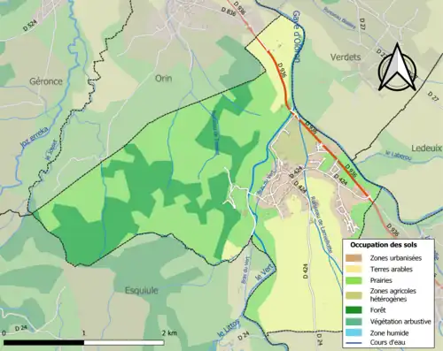 Carte en couleurs présentant l'occupation des sols.