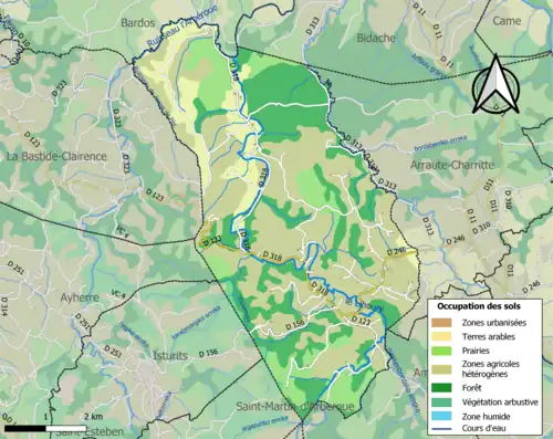 Carte en couleurs présentant l'occupation des sols.
