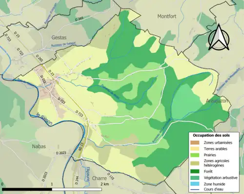 Carte en couleurs présentant l'occupation des sols.