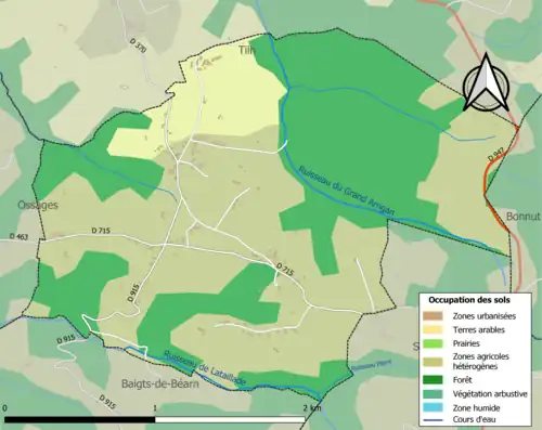 Carte en couleurs présentant l'occupation des sols.