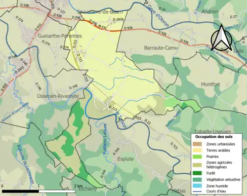 Carte en couleurs présentant l'occupation des sols.