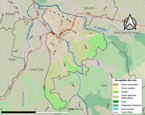 Carte en couleurs présentant l'occupation des sols.
