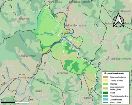Carte en couleurs présentant l'occupation des sols.