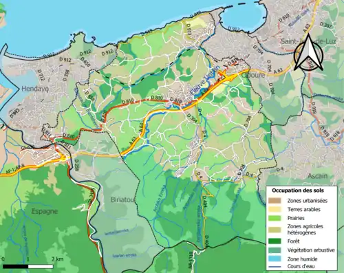 Carte en couleurs présentant l'occupation des sols.
