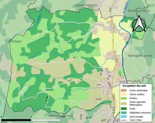 Carte en couleurs présentant l'occupation des sols.