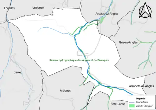 Carte de la ZNIEFF de type 1 sur la commune.