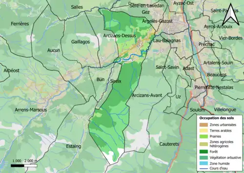 Carte en couleurs présentant l'occupation des sols.