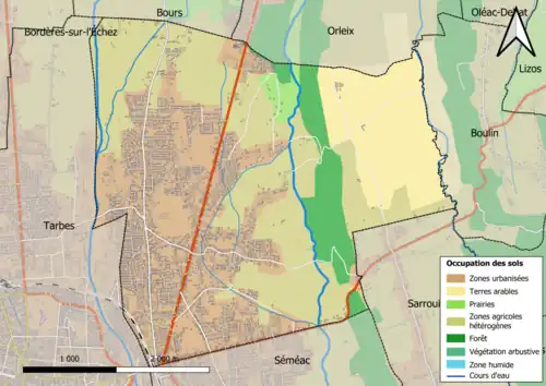 Carte en couleurs présentant l'occupation des sols.