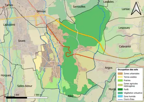 Carte en couleurs présentant l'occupation des sols.