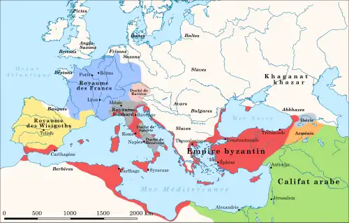 Carte du monde méditerranéen vers 650