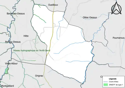 Carte de la ZNIEFF de type 1 sur la commune.