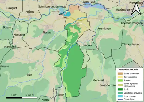 Carte en couleurs présentant l'occupation des sols.