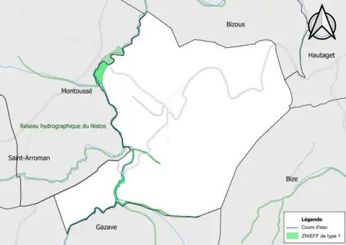 Carte de la ZNIEFF de type 1 sur la commune.