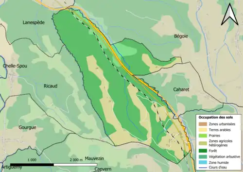 Carte en couleurs présentant l'occupation des sols.