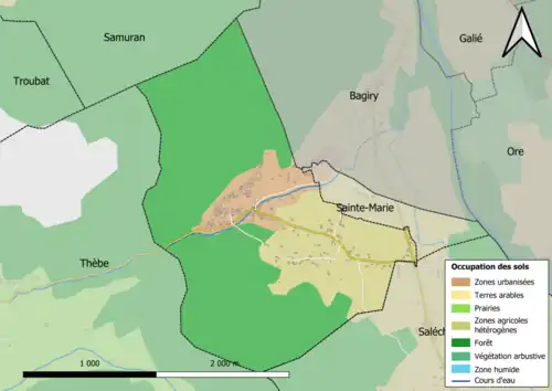 Carte en couleurs présentant l'occupation des sols.