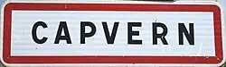 Panneau d'entrée de l'agglomération de Capvern