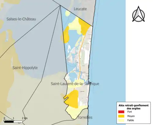 Carte des zones d'aléa retrait-gonflement des argiles.