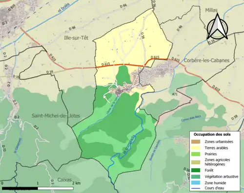 Carte en couleurs présentant l'occupation des sols.
