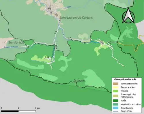 Carte en couleurs présentant l'occupation des sols.