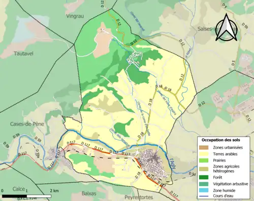 Carte en couleurs présentant l'occupation des sols.